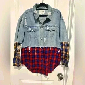 Size Small Fashion Nova Plaid Craze Denim Jacket